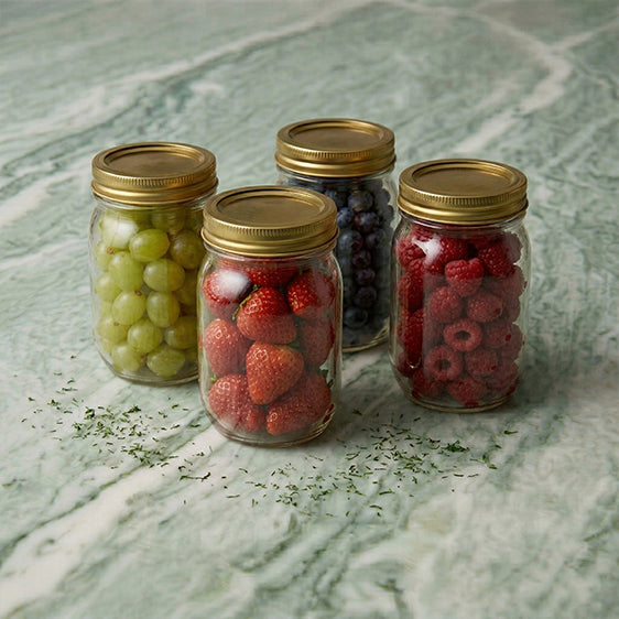 Fresh Mixed Berries & Grapes in Jars