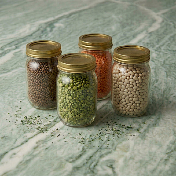 Assorted Dry Lentils & Beans in Jars